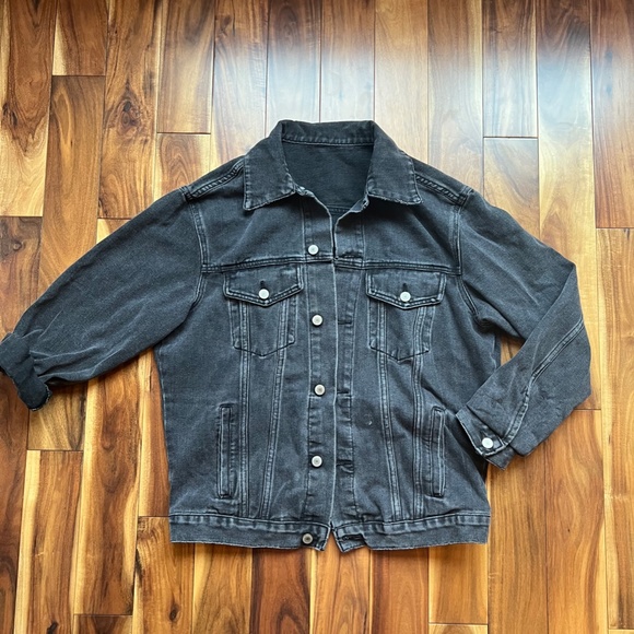 John Galt Brandy Melville Kaylee Washed Black Denim Barn Goth Jacket Small Y2K - Picture 5 of 5